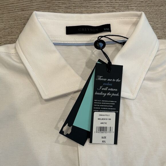 Greyson Omaha Golf Polo Shirt Mens 2XL XXL White Performance Draft Kings Preppy - Picture 3 of 7